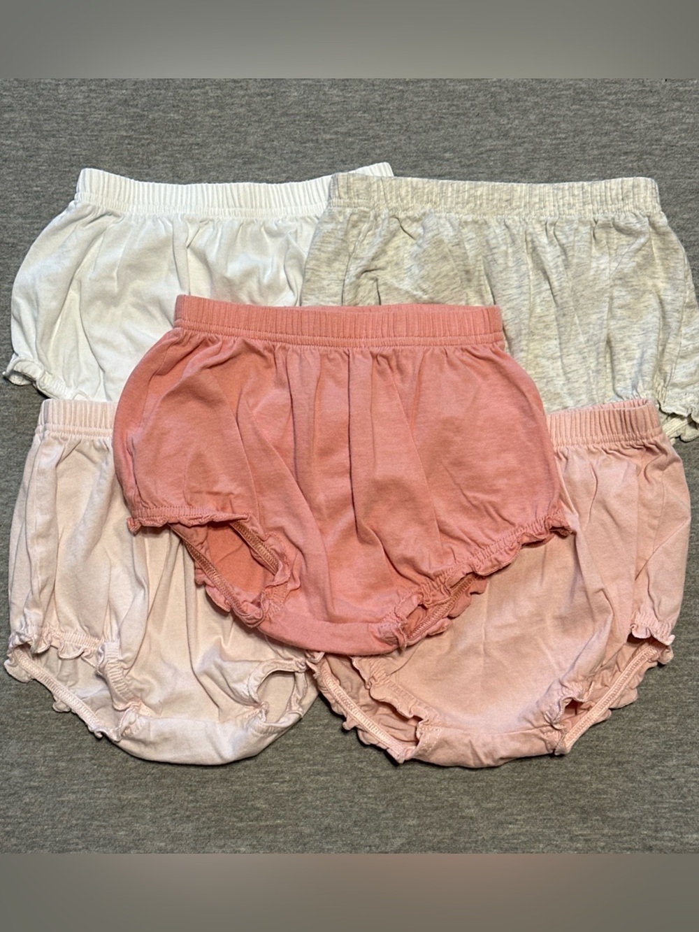 Set of 5 H&M Baby Girl 100% Organic Cotton Ruffle Bloomers Size 12-18 Months